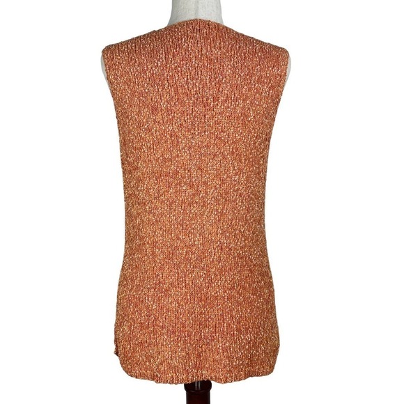 LAURA ASHLEY SLEEVELESS CREW NECK SIDE SLIT SWEATER TANK TOP ORANGE MEDIUM EUC - Picture 8 of 12